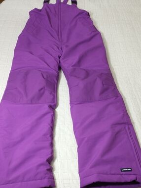 Lands End Girls Bib Snow Pants, Deep Purple, Size 14, Grow Along, Reinforced